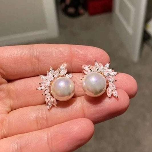 Pearl Stud Earrings Diamond Pearl Wedding Earrings Bridal Crystal Pearl Stud Earrings Crystal Wedding Earrings Pearl Bridal Stud Earrings